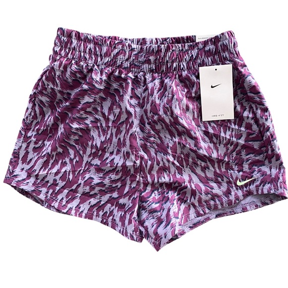 NWT Nike Girls One Dri-FIT Purple/Gray/Black, Woven High Rise Shorts Kids Large - Picture 1 of 5